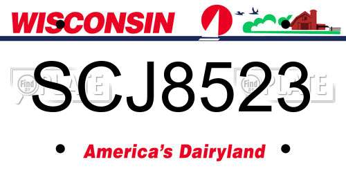 SCJ8523 Wisconsin License Plate