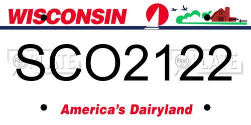 SCO2122 Wisconsin License Plate