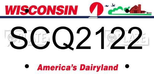 SCQ2122 Wisconsin License Plate