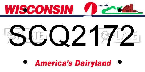 SCQ2172 Wisconsin License Plate