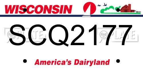 SCQ2177 Wisconsin License Plate