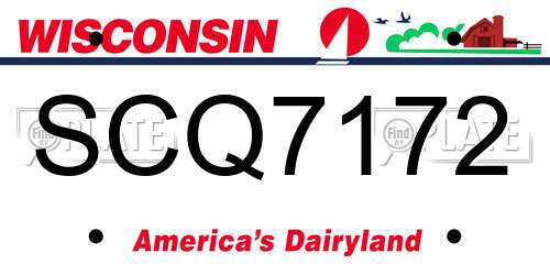 SCQ7172 Wisconsin License Plate