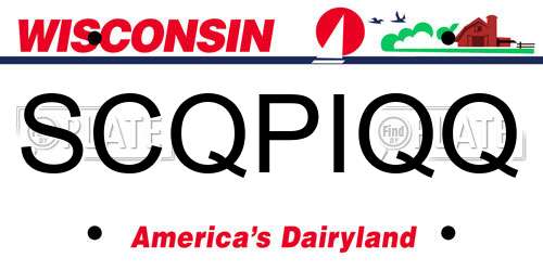 SCQPIQQ Wisconsin License Plate