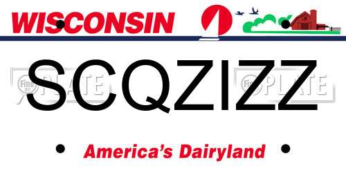 SCQZIZZ Wisconsin License Plate