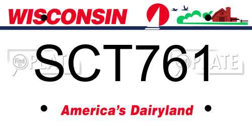 SCT761 Wisconsin License Plate