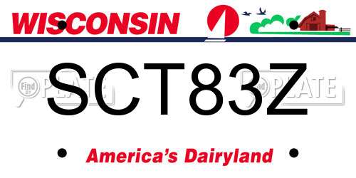 SCT83Z Wisconsin License Plate
