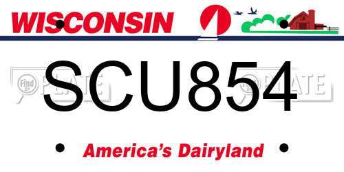 SCU854 Wisconsin License Plate