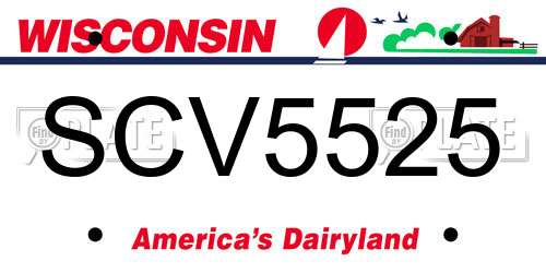 SCV5525 Wisconsin License Plate