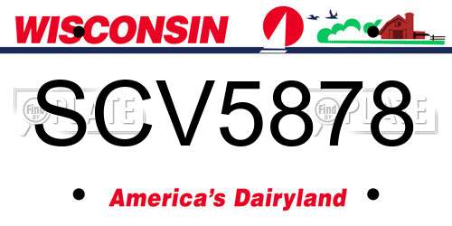 SCV5878 Wisconsin License Plate