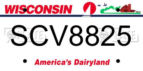 SCV8825 Wisconsin License Plate