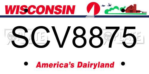 SCV8875 Wisconsin License Plate