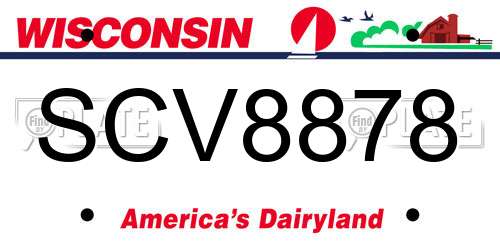 SCV8878 Wisconsin License Plate