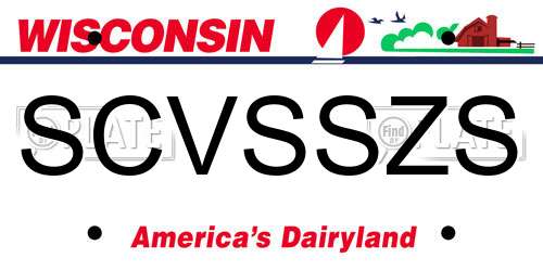 SCVSSZS Wisconsin License Plate