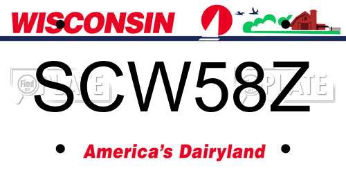 SCW58Z Wisconsin License Plate