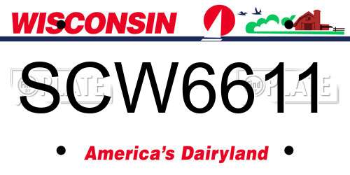 SCW6611 Wisconsin License Plate