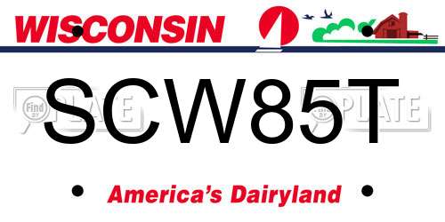 SCW85T Wisconsin License Plate