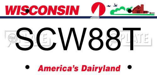 SCW88T Wisconsin License Plate