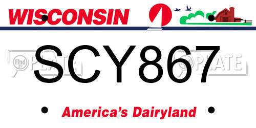 SCY867 Wisconsin License Plate
