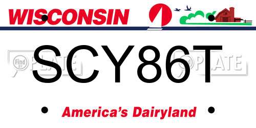 SCY86T Wisconsin License Plate