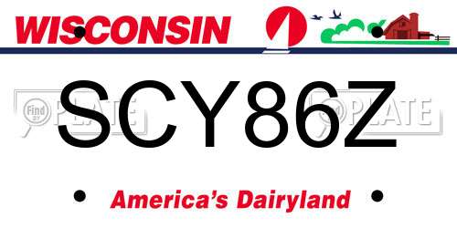 SCY86Z Wisconsin License Plate