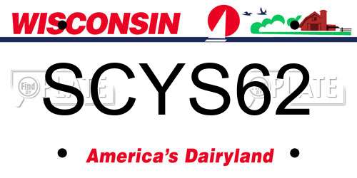 SCYS62 Wisconsin License Plate