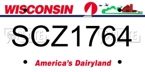 SCZ1764 Wisconsin License Plate