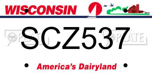 SCZ537 Wisconsin License Plate