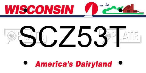 SCZ53T Wisconsin License Plate