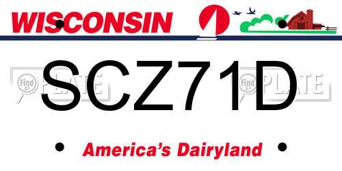SCZ71D Wisconsin License Plate