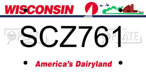 SCZ761 Wisconsin License Plate