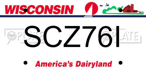 SCZ76I Wisconsin License Plate