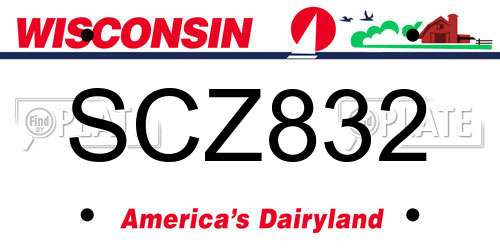 SCZ832 Wisconsin License Plate