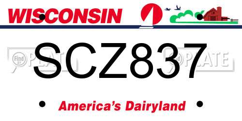 SCZ837 Wisconsin License Plate