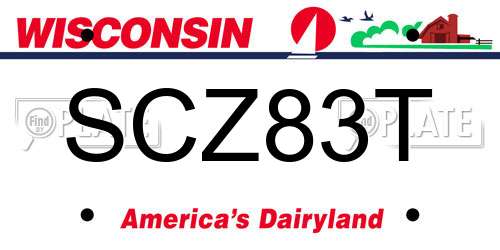 SCZ83T Wisconsin License Plate