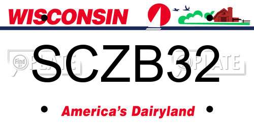 SCZB32 Wisconsin License Plate