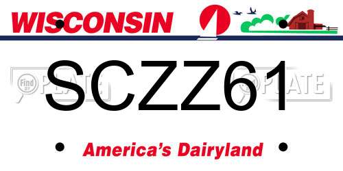 SCZZ61 Wisconsin License Plate