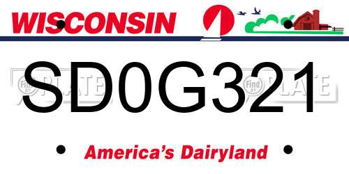 SD0G321 Wisconsin License Plate