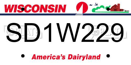 SD1W229 Wisconsin License Plate