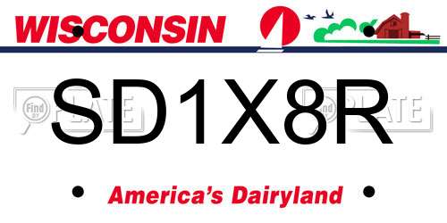 SD1X8R Wisconsin License Plate