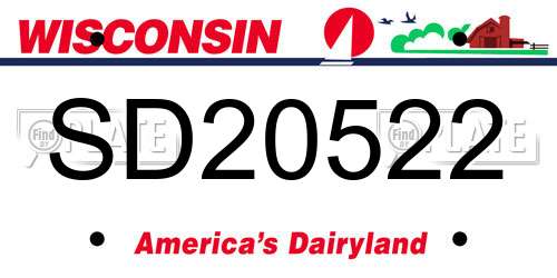 SD20522 Wisconsin License Plate