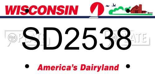 SD2538 Wisconsin License Plate