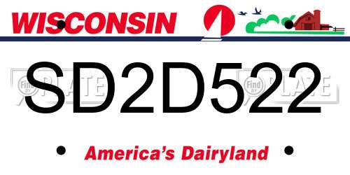 SD2D522 Wisconsin License Plate
