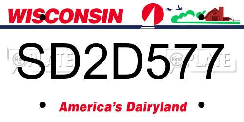 SD2D577 Wisconsin License Plate