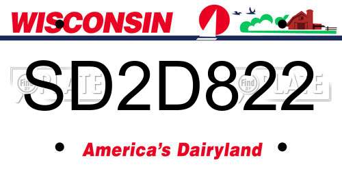 SD2D822 Wisconsin License Plate