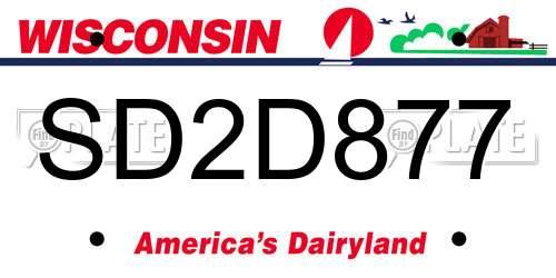 SD2D877 Wisconsin License Plate