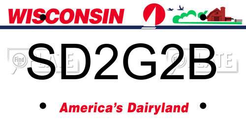 SD2G2B Wisconsin License Plate