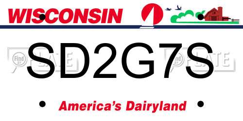 SD2G7S Wisconsin License Plate
