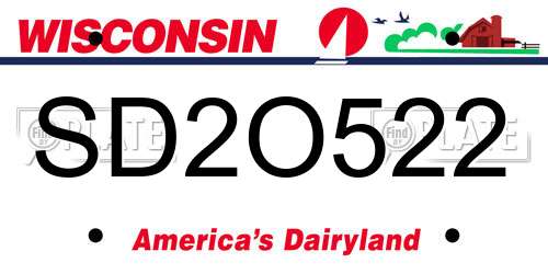 SD2O522 Wisconsin License Plate
