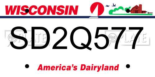 SD2Q577 Wisconsin License Plate