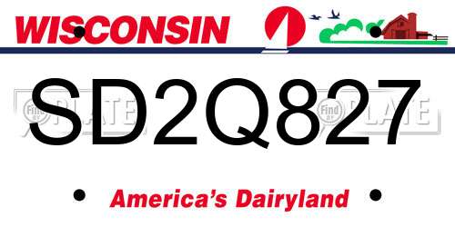 SD2Q827 Wisconsin License Plate